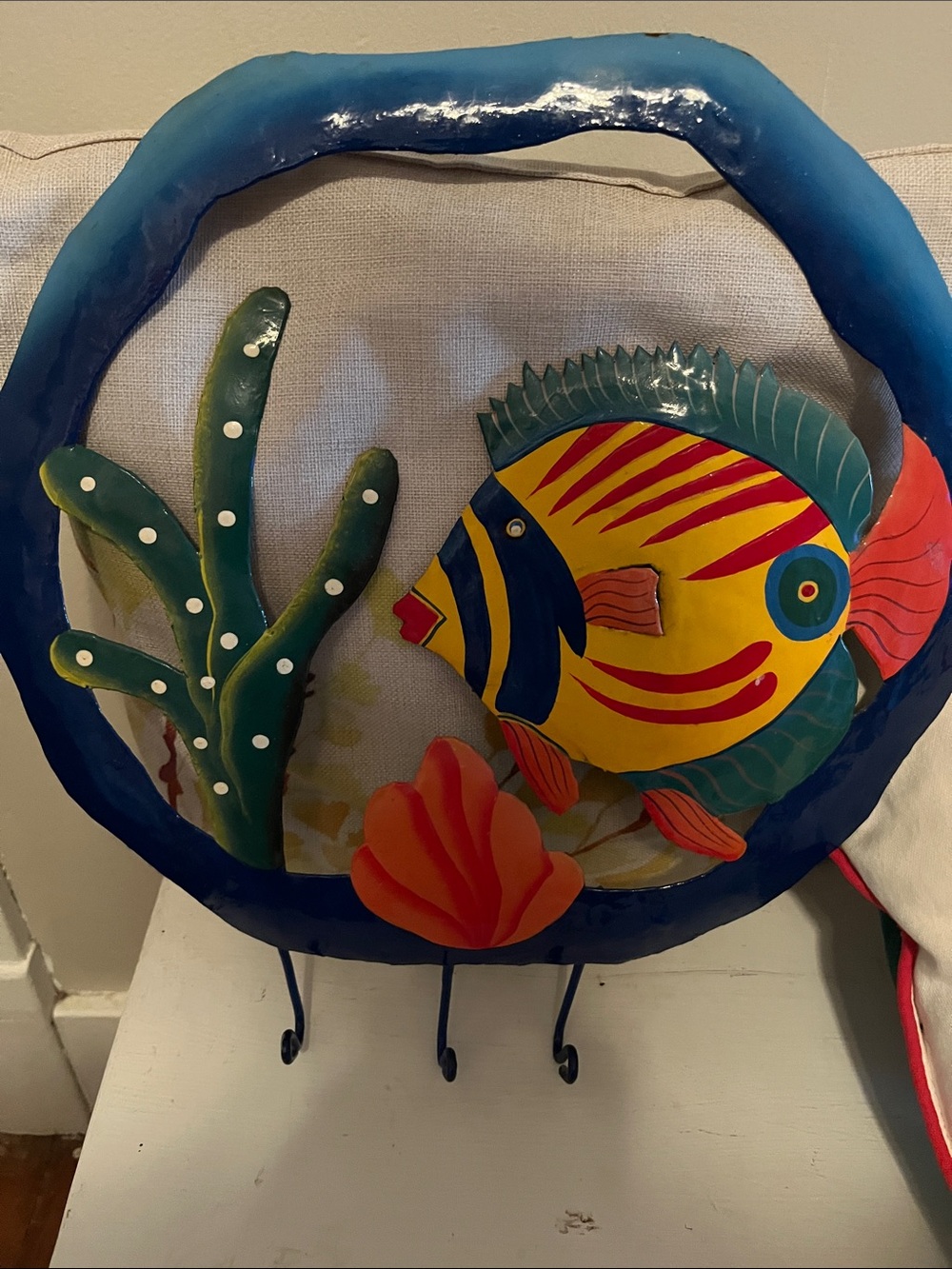 Colorful Tropical Fish Wall Hook - Blue, Yellow & Green Home Accent